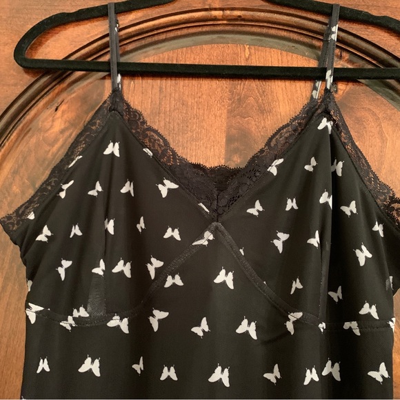 Black Slip Dress with White Butterfly Print - Picture 5 of 7
